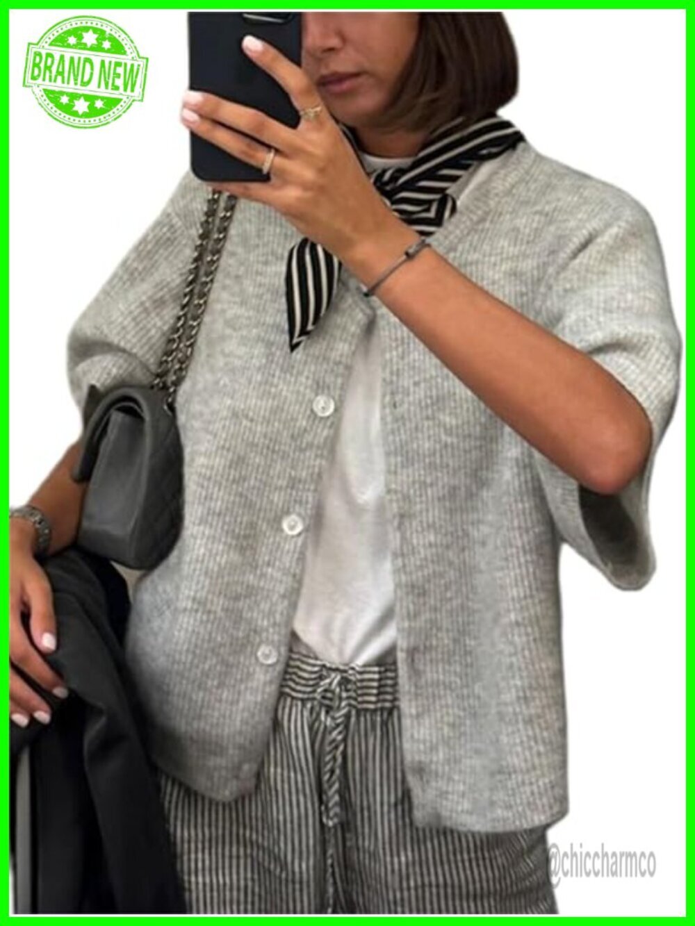 Y2k Knitted Crop Cardigan Short Sleeve Button Down Ribbed Knit Crop Top Outwear